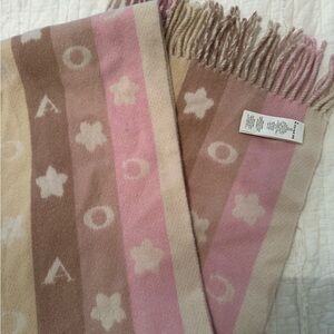 Coach Pink and Cream Wool Scarf